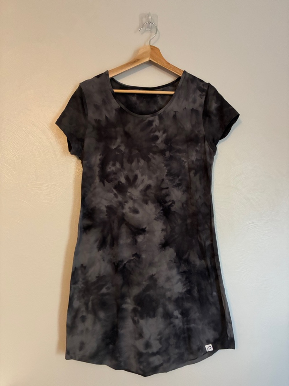 Tie-Dye Short Sleeve Body-con Dress - Charcoal Black